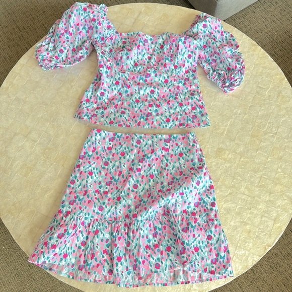 Lilly Pulitzer Set NEW Hottie Dottie Suzie Skirt Bitsy Top Puff Sleeve two piece - Picture 2 of 16